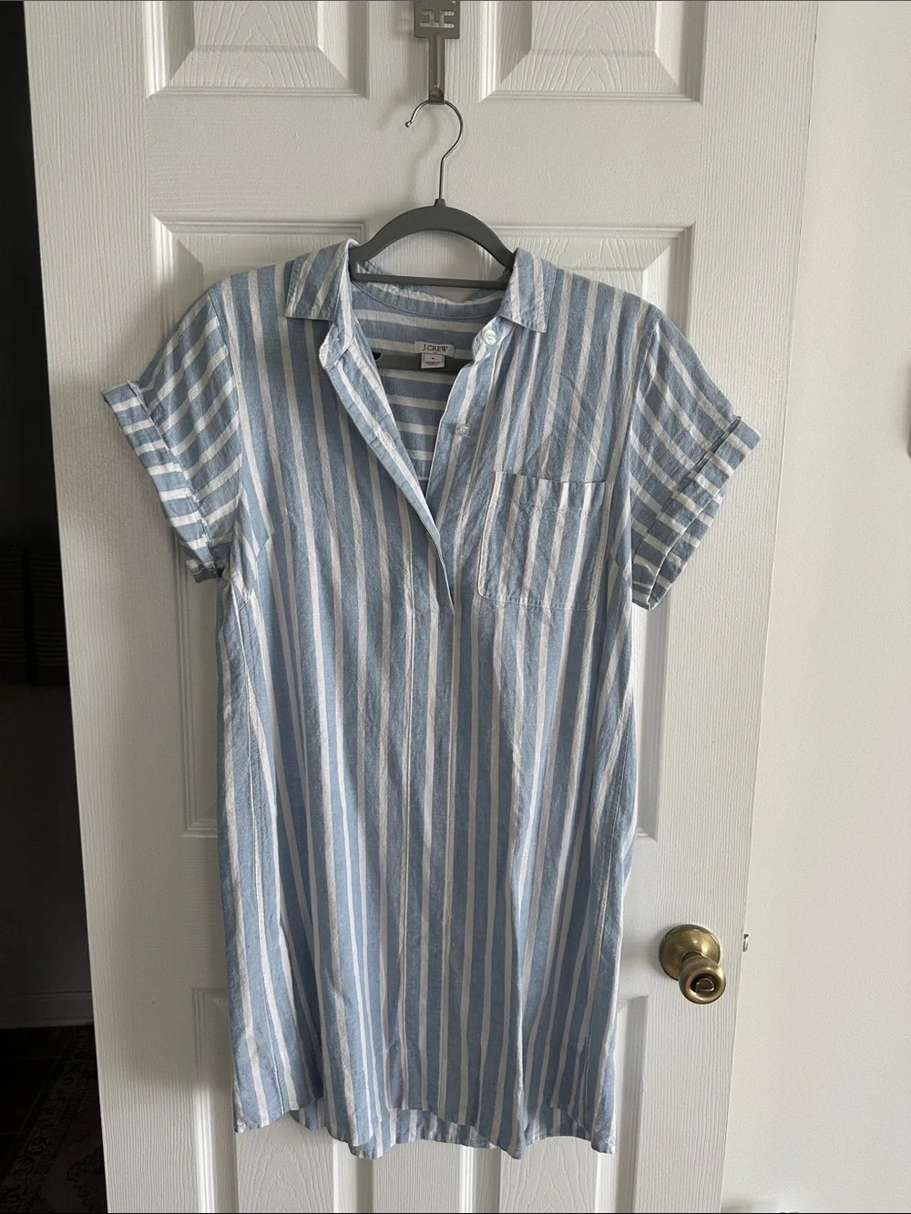 Light Blue & White Striped Shirt Dress